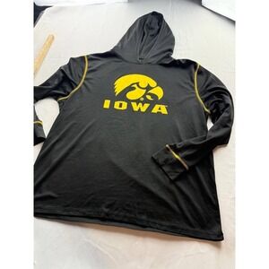 Colosseum Iowa Hawkeyes Hooded Pullover Tshirt Size XL Black Lightweight